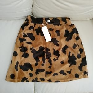 W♥C / Wego Japan brown cow print faux suede mini skirt